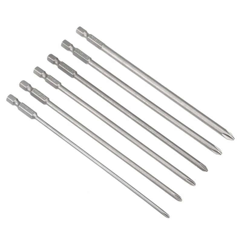 

6pcs 1/4 Inch Hex Shank Magnetic Long Hex Cross Phillips Screw Head Screwdriver Bits S2 steel Electric Screwdriver Set Hand Tool