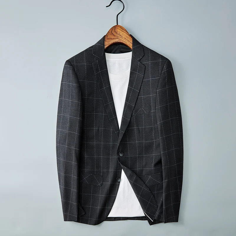 

Мужской Клетчатый блейзер в Корейском стиле, Модный повседневный свободный костюм, куртки, свадебные деловые костюмы, пальто, Мужская одежд...