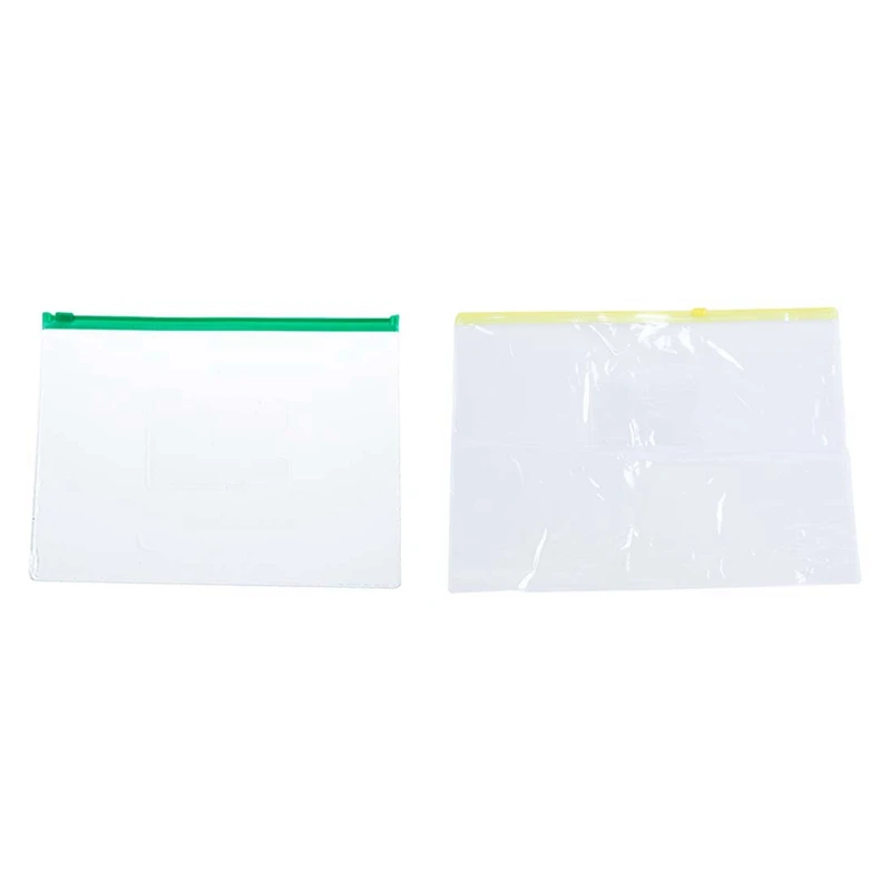 

20Pcs Green Clear Size A5 Paper Slider Zipper Bags With 5Pcs Clear Plastic Water Proof Pen A4 File Bags