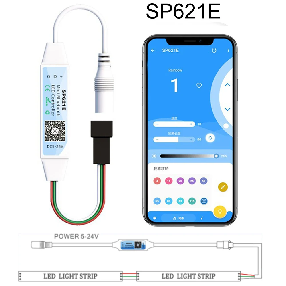 SP621E Bluetooth-совместимый пиксельный контроллер 5 5*2 1 мм штекер питания для WS2811 WS2812B