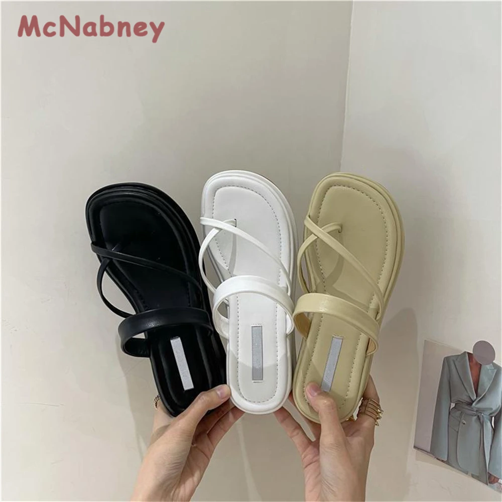 Summer Platform Women Slippers Clip Toe Slip On Shoes Ladies Wedges Female Outdoor Party Slides White Sandals Pumps