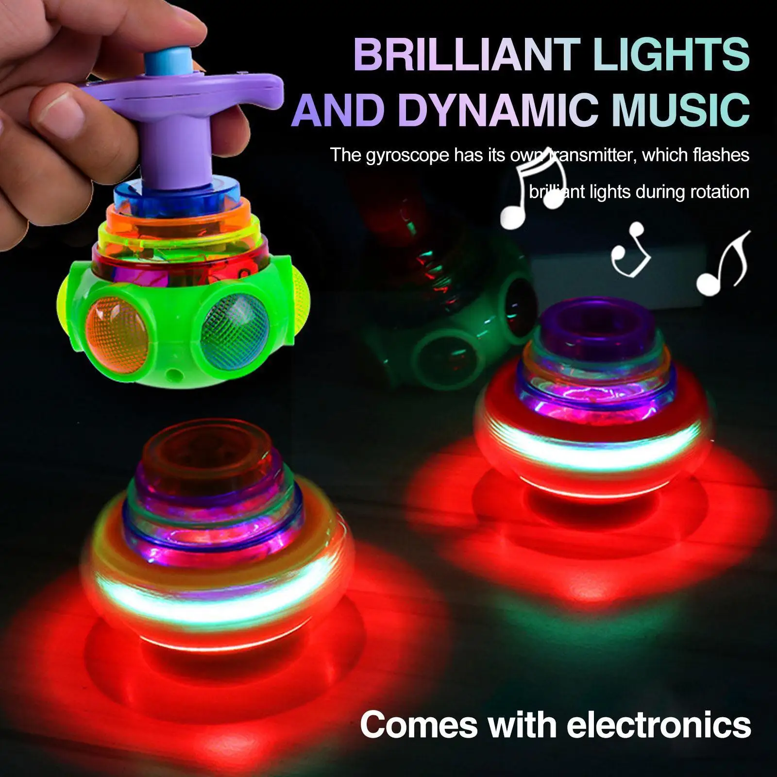 

New Flashing Spinning Top Kids Gyro Light Up Toy Kids Fun Rotating Birthday LED Music Toys Party Gyroscope Launcher Favors E6D1