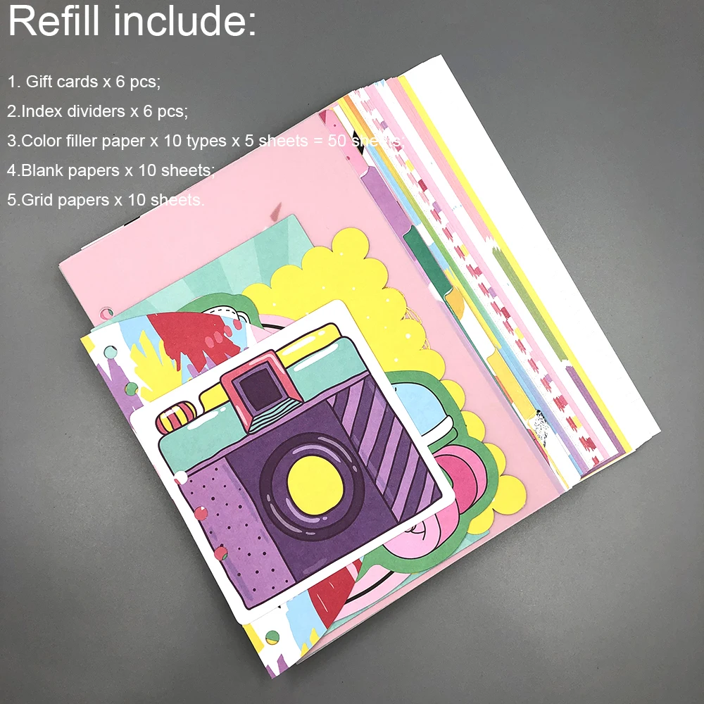 

Fromthenon Colorful Filler Paper For Loose Leaf Notebook Cute A5 Planner Refill Diary Book Inside Paper School Stationery
