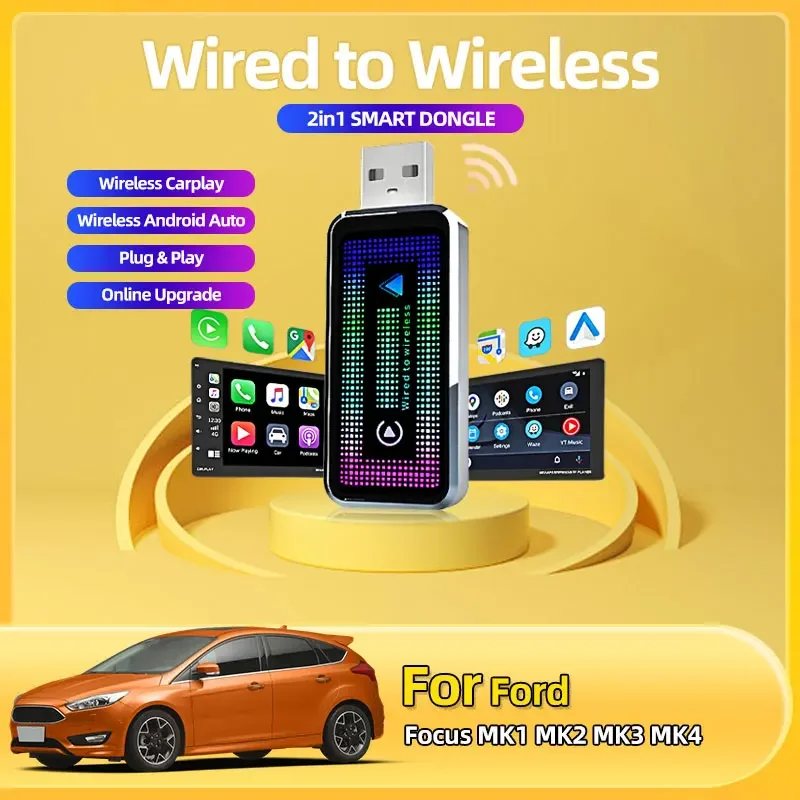 2025 Новый мини-беспроводной ключ CarPlay 2 в 1 и беспроводной Android Auto Box для автомобиля