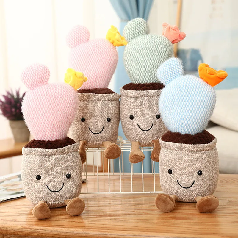 

Lifelike Succulent Plants Plush Toys Vrious Potted Blue Bell Flower Cactus Stuffed Toy Bookshelf Home Living Room Decor for Girl