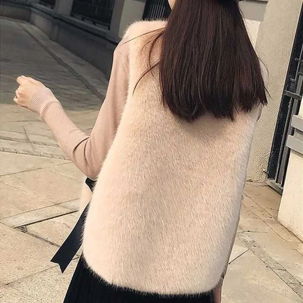 Fake Fox Fur Vest 2022 Luxury Very Warm Autumn and Winter Fashion Women's Clothing Fluffy Teddy Slim Street Elegant Wholesale