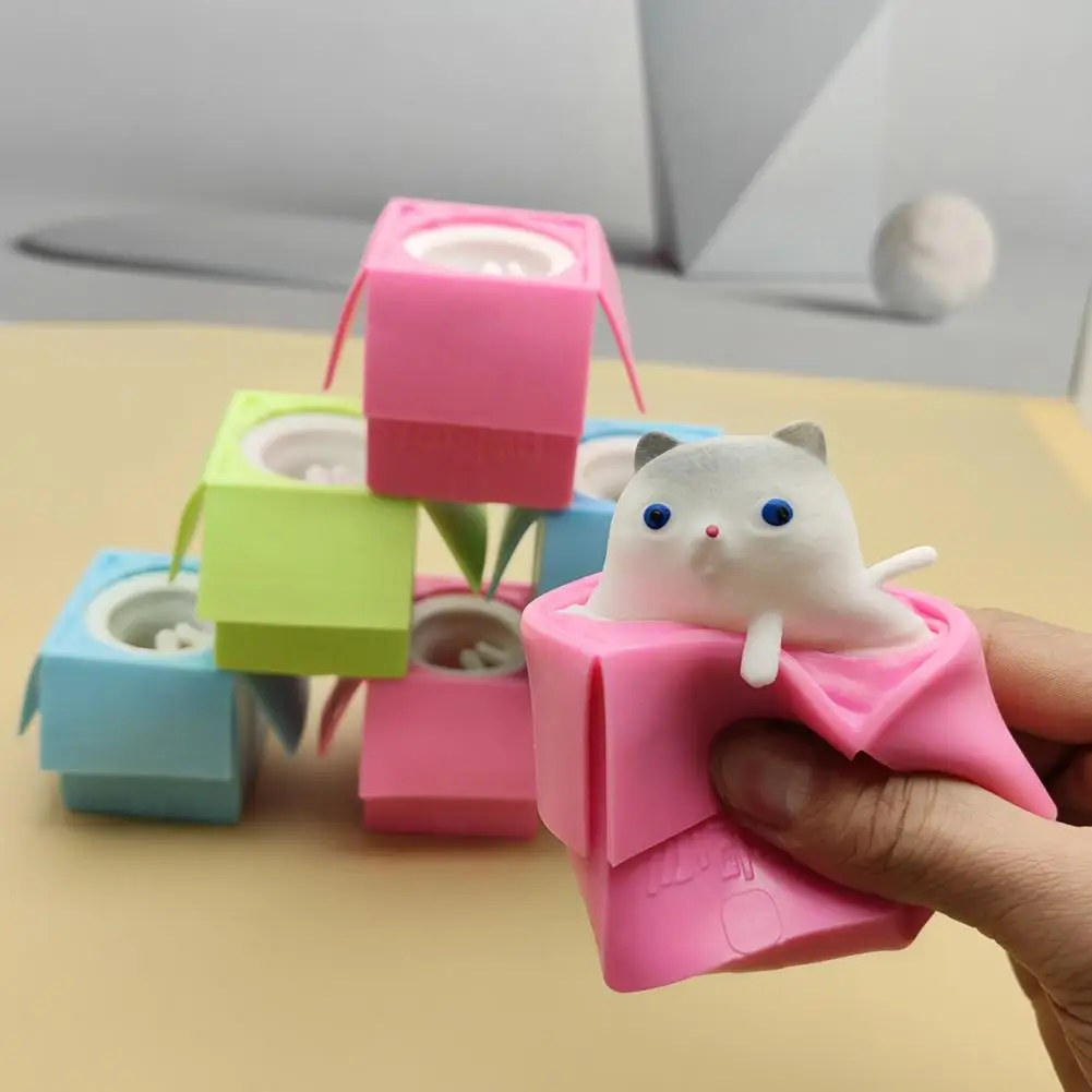 

Squeeze Fidget Toy TPR Quick Rebound Carton Cat Animal Cup Pinch Toys Relieve Boredom Novelty Toy Squeezing Kitten Doll Kids Ant