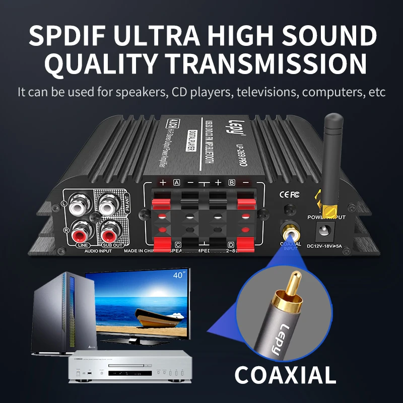 Фото Усилитель LEPY LP-269 PRO для домашнего кинотеатра, 4,1 каналов, Bluetooth 5,0, коаксиальный, USB, SD, FM №5