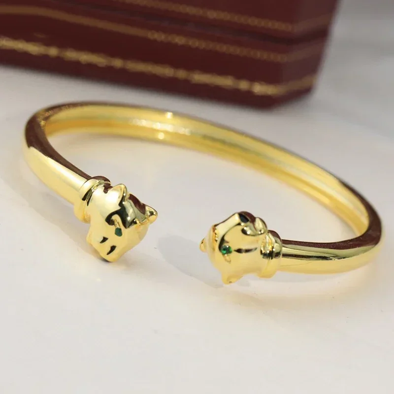 Женский Открытый браслет из розового золота с зелеными глазами
