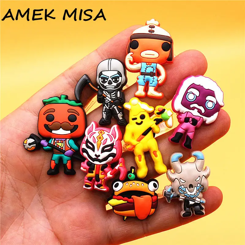 Original 1pcs Game Characters PVC Shoe Charms Accessories Decorations Cute Funny Animal Mask Designer Croc Jibz Buckle Kids Gift