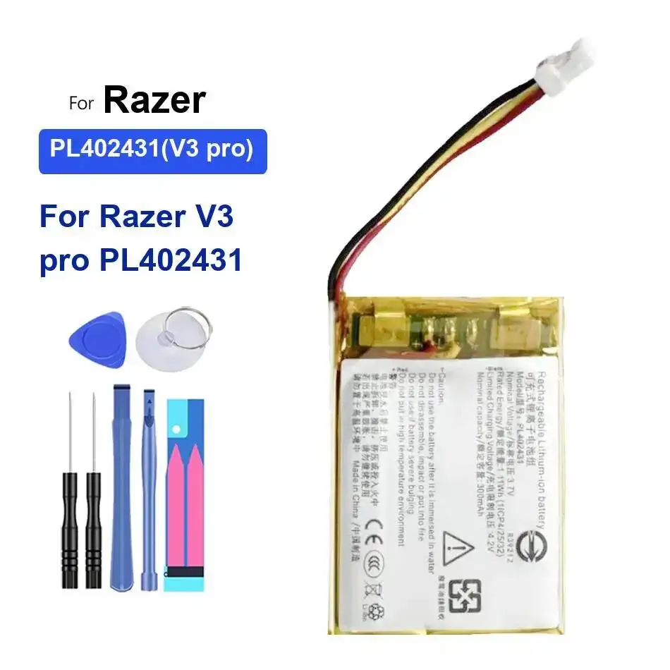 Фото Аккумулятор для мыши 300 мАч для Razer V3 Pro PL402431, надежная замена, длительный срок службы №5