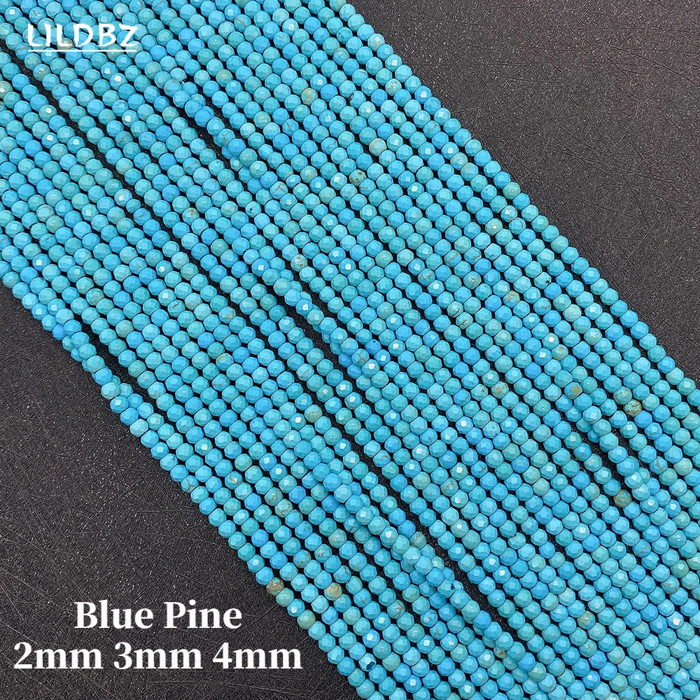 

2mm3mm 4mm Natural Stone Blue Pine Beads Faceted High Quality Beads for Jewelry Making DIY Necklace Bracelet Accessories 38cm