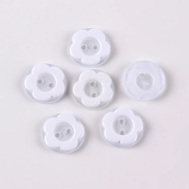

1000pcs 13mm Resin Buttons Two Tone Flower Clear White Transparent DIY Sewing Accessories Crafts Embellishments