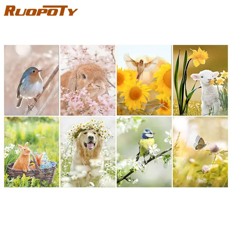 

RUOPOTY Oil Paint By Numbers Nature Animals Drawing On Canvas Painting By Number Diy Painting Home Decor