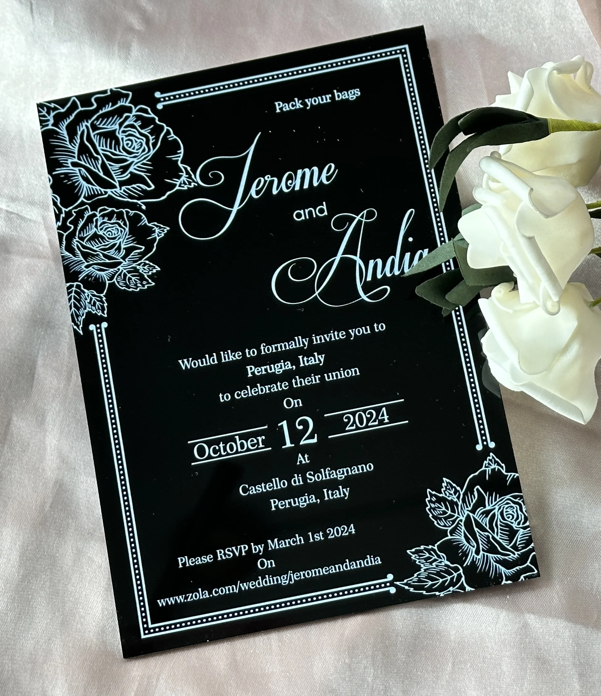

Custom 10pcs Black Acrylic Wedding Invitation,Personalized Quinceanera Invite for Wedding Party Souvenirs Favor