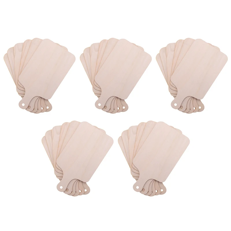 

30 Pieces Christmas Mini Wooden Cutting Board With Handle Unfinished Wood Paddle Rectangle Chopping Board Tray Cutouts