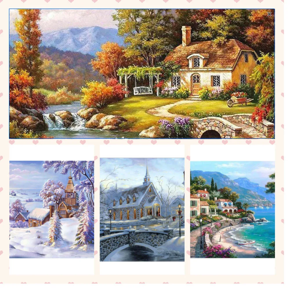 

5D DIY Diamond Full Round Drill Diamond Painting Landscape Embroidery Mosaic Cross Stitch Winter Home Decor Gift