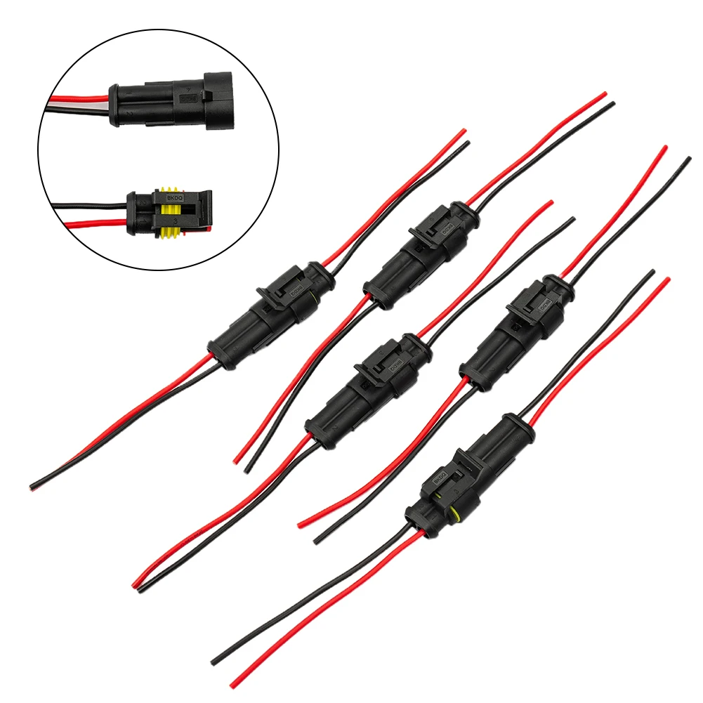 

12V Wire Connector Plug 2Pin Accessories Amp/Tyco Male Connector Housing Parts Plastic + Copper Replacement Waterproof