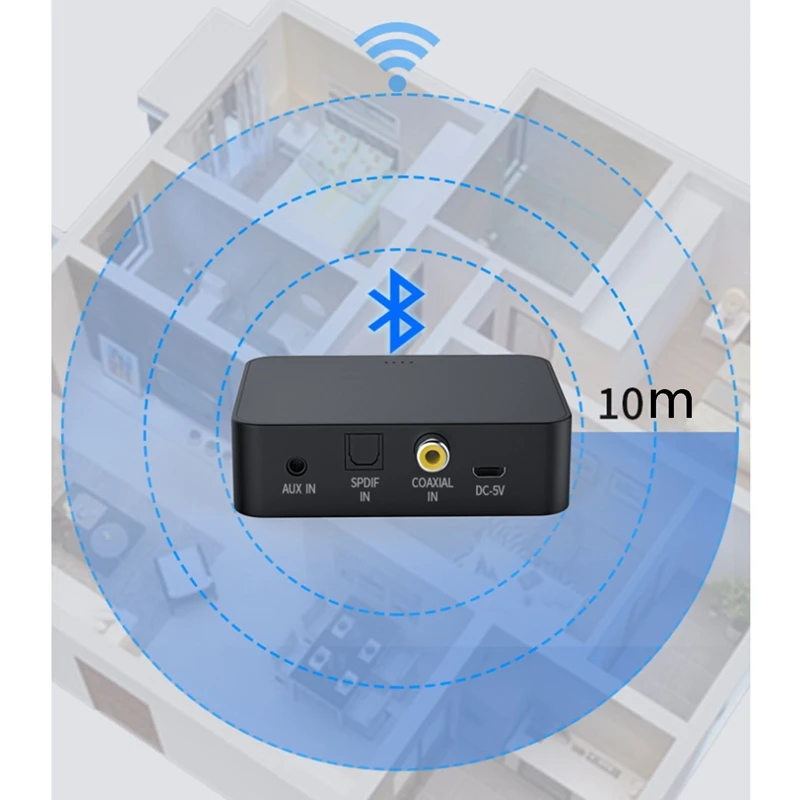 Фото Оптоволоконный коаксиальный Bluetooth передатчик AUXTF карта Bluetooth 5,0 Bluetooth передатчик аудио адаптер для домашнего ТВ №2