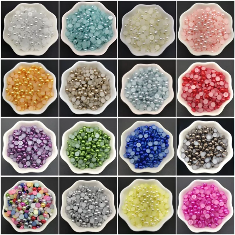 

6mm 8mm 10mm Imitation Pearls Acrylic Beads Flat Back Scrapbook Beads For Jewelry Making Craft Pearls Clothing Accessories