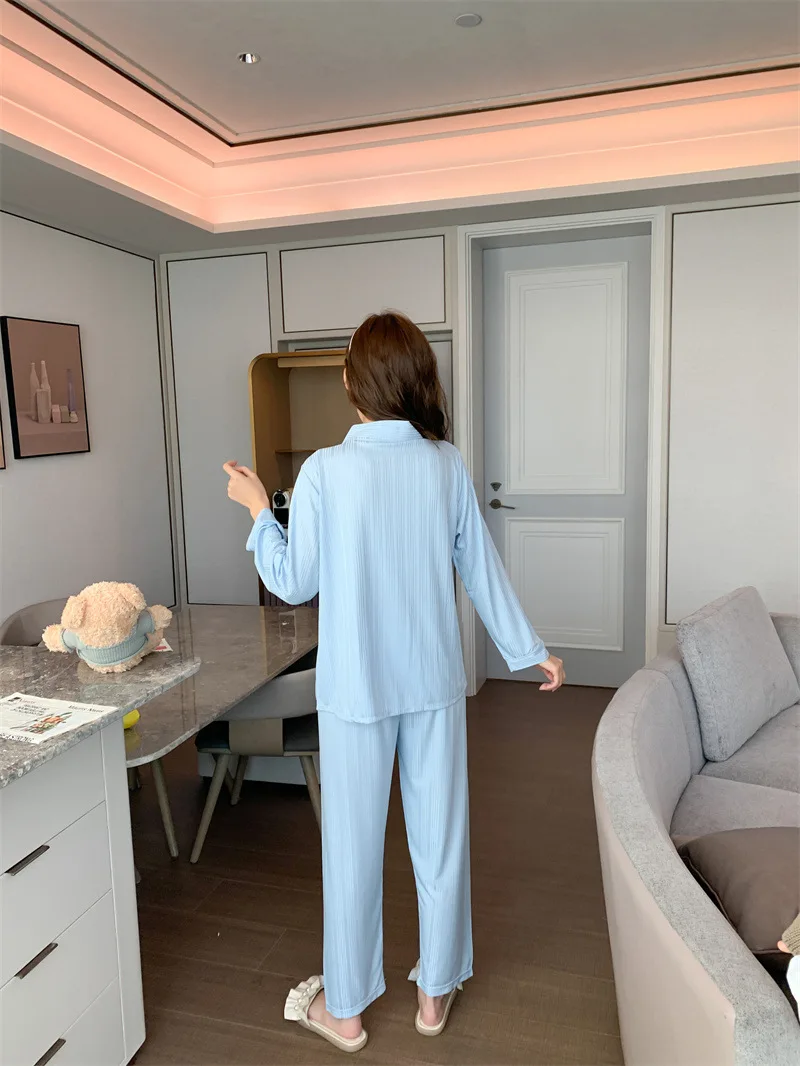 2022 Spring Autumn New Pajamas Women's Cardigan Long Sleeve Korean Sweet Loose Home Clothes Lady Sleepwear Female Nightwear