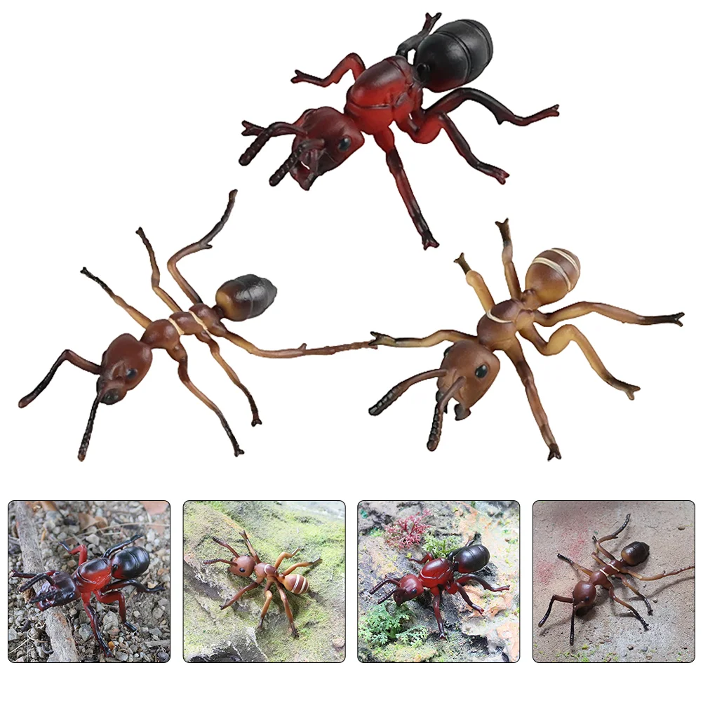 

3pcs Simulated Ant Ornament Scene Layout Decor Ant Sculpture Ant Modeling Ornament