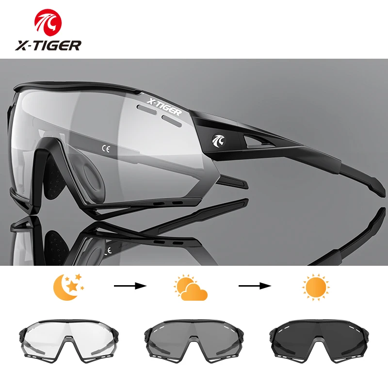 X-TIGER Cycling Sunglasses Photochromic UV400 Sports Cycling Glasses MTB Racing Men's Sunglasses Bicycle Hiking Eyewear Glasses