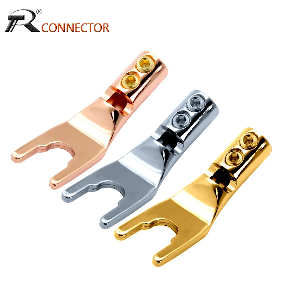 

4PCS Gold-plated Copper Banana Plugs U/Y Type High quality Banana Connector Speaker Wire Connector With double Screw locks