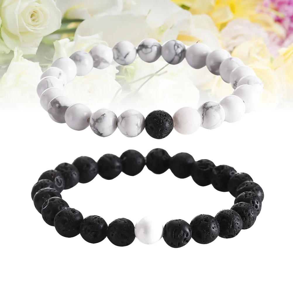 

Bead Decor Bracelet Beautiful Simple Bracelet for Woman Man (Black, Each Color Has 1pcs)