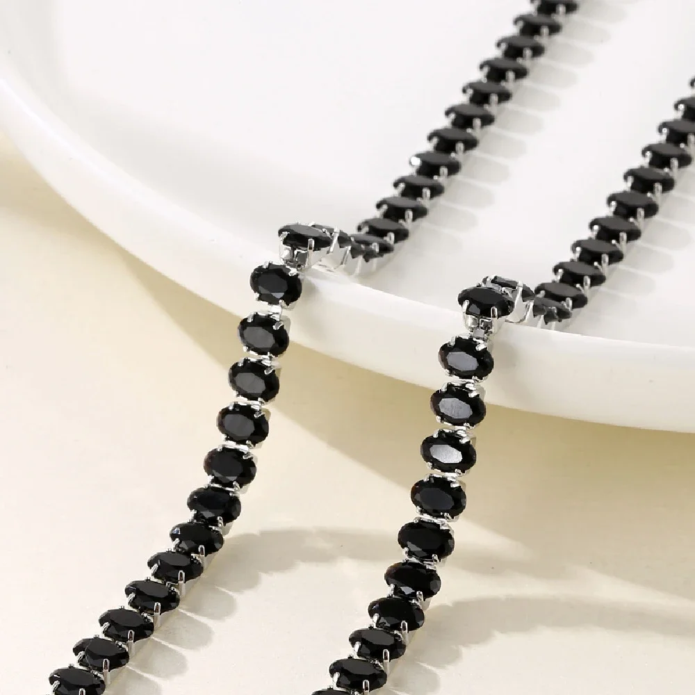 Модное 1 ряд Стразы ожерелье с кристаллами овальная теннисная цепочка ожерелья