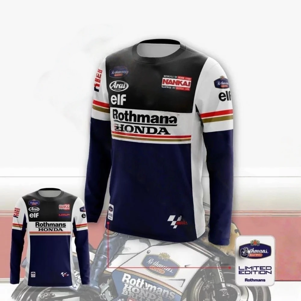 

Летний спортивный гоночный трикотаж для мужчин и женщин, одежда Honda Legend 1985, издание Rothmans, дышащая эластичная футболка большого размера