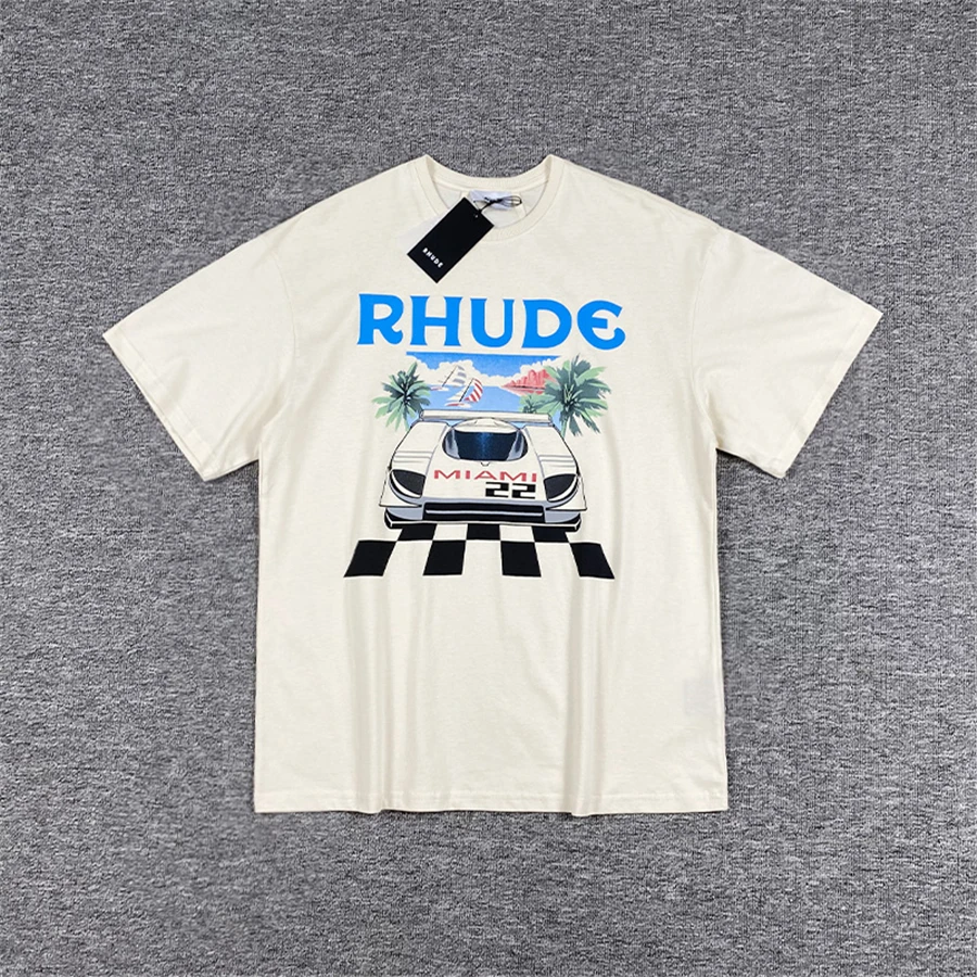 

Rhude T-shirt Men Women Vintage Formula Racing Miami Limited Print Tops Tees