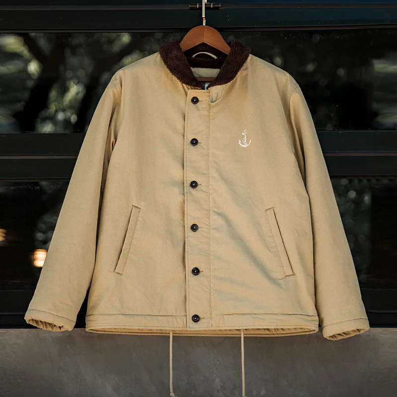 Maden Vintage N1 Deck Jackets for Men Amekaji Winter Windbreak Military Cardigan Coats Casual Padding Jacket Warm Short Parkas