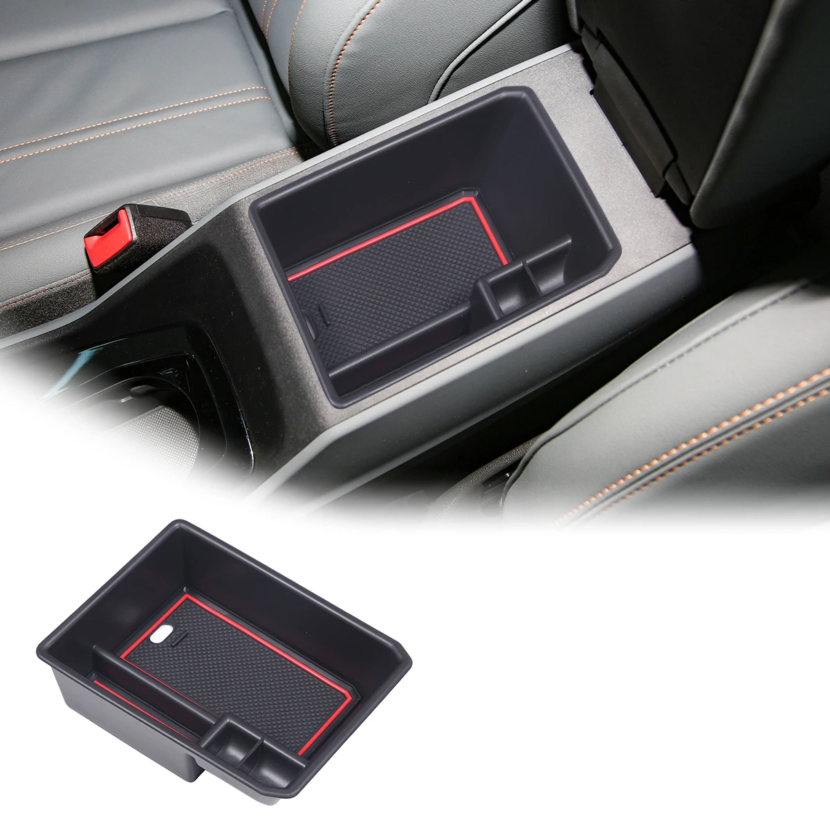 

For Audi Q4 e-tron Q5 2022 ABS black car central control armrest box storage box tray mobile phone storage box car accessories