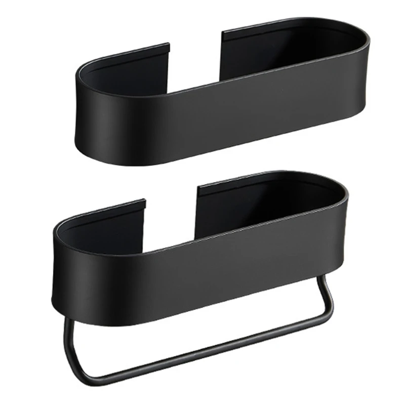 

Wall Mounted Shampoo Holder Bathroom 2-in-1 Storage Tray with Towel Holder 2-Layer Kitchen Organizer Shower Caddy
