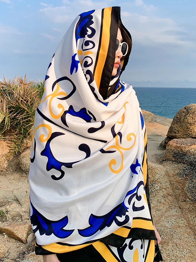 Винтажный Повседневный женский шелковый шарф для путешествий и отпуска саронг с