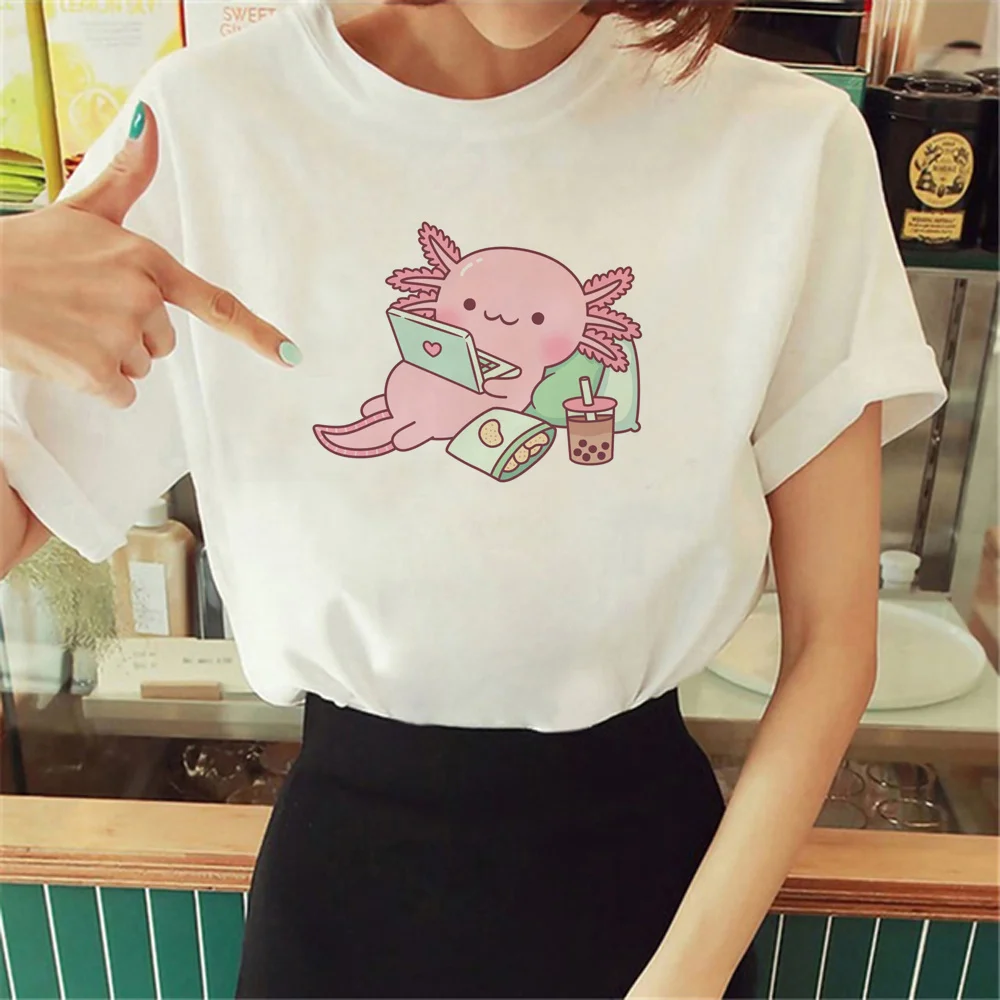 

Axolotl t shirt women Y2K Tee girl 2000s manga streetwear clothes