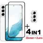 Закаленное стекло 4 в 1 2.5D для Samsung Galaxy S22 5G, стекло для Samsung S22, защита экрана, мягкая пленка для объектива Samsung S22 S21 Plus