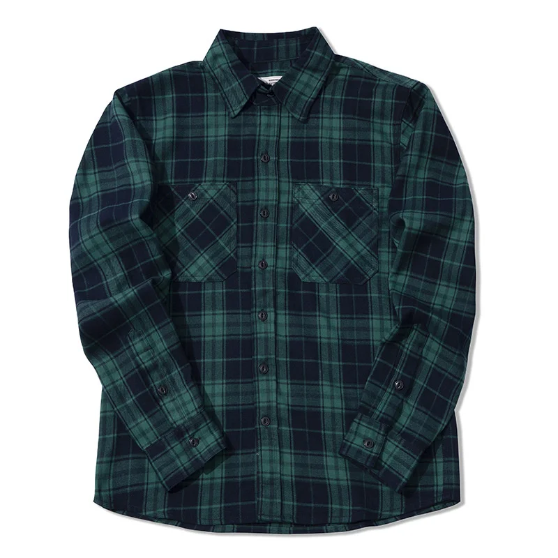 

Autumn 2023 Winter New Top Casual Heavy Weight Thick Plaid Shirt AMI Khaki Long Sleeve Men's Shirt ORQ