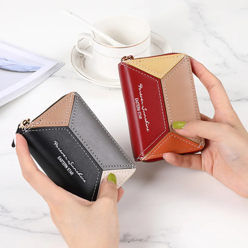 Fashion Women Card Holder New Pu Leather Mini Change Purses Kids Coin Purse Zipper Pouch Multi-Card Position Card Holder Wallet