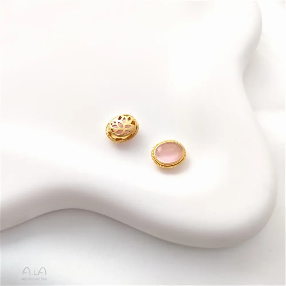 Матовое золото инкрустированный кошачий глаз камень перегородка бусина