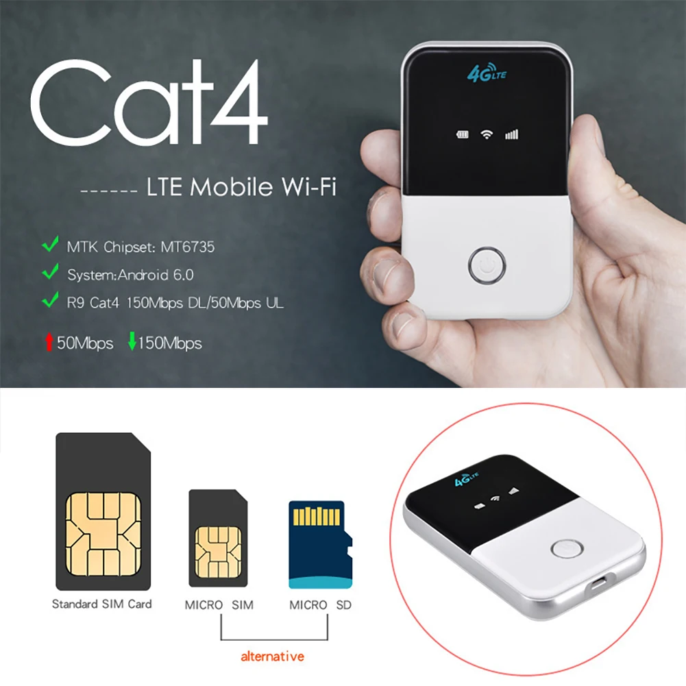 

Unlock 4G LTE Router WiFi Repeater 150Mbps Wireless MiFi Modem Outdoor Pocket Mobile Wifi Hotspot SIM Card Slot Network Expander