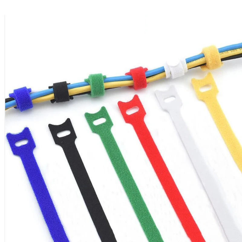 

50PCS/Set Candy Color Data Cable Tie Nylon Hook Loop Cable Wiring Harness Cable Fastener Marker Straps Power Wire Management