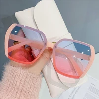 fashion new korean large square frame sunglasses for women personality retro pink gradient lens sunshade sunglasses uv400