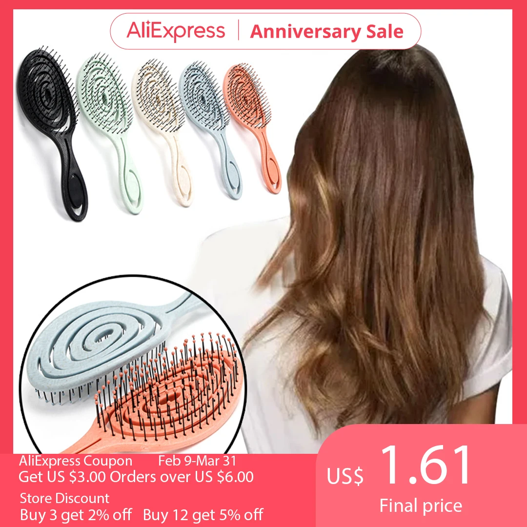 

Circular Comb Modeling Tool Massage Comb Large Curved Comb Hollow Comb Comfortable Anti-static High Temperature Resistant Hollow