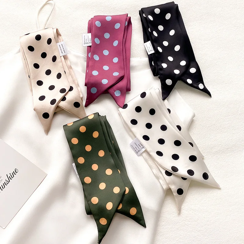 

Fashion Hairband Bag Scarves Female Print Neckerchief Silk Feel Hair Scarf For Women 7*130CM Long Skinny Wrist Ribbon Neck Scarf