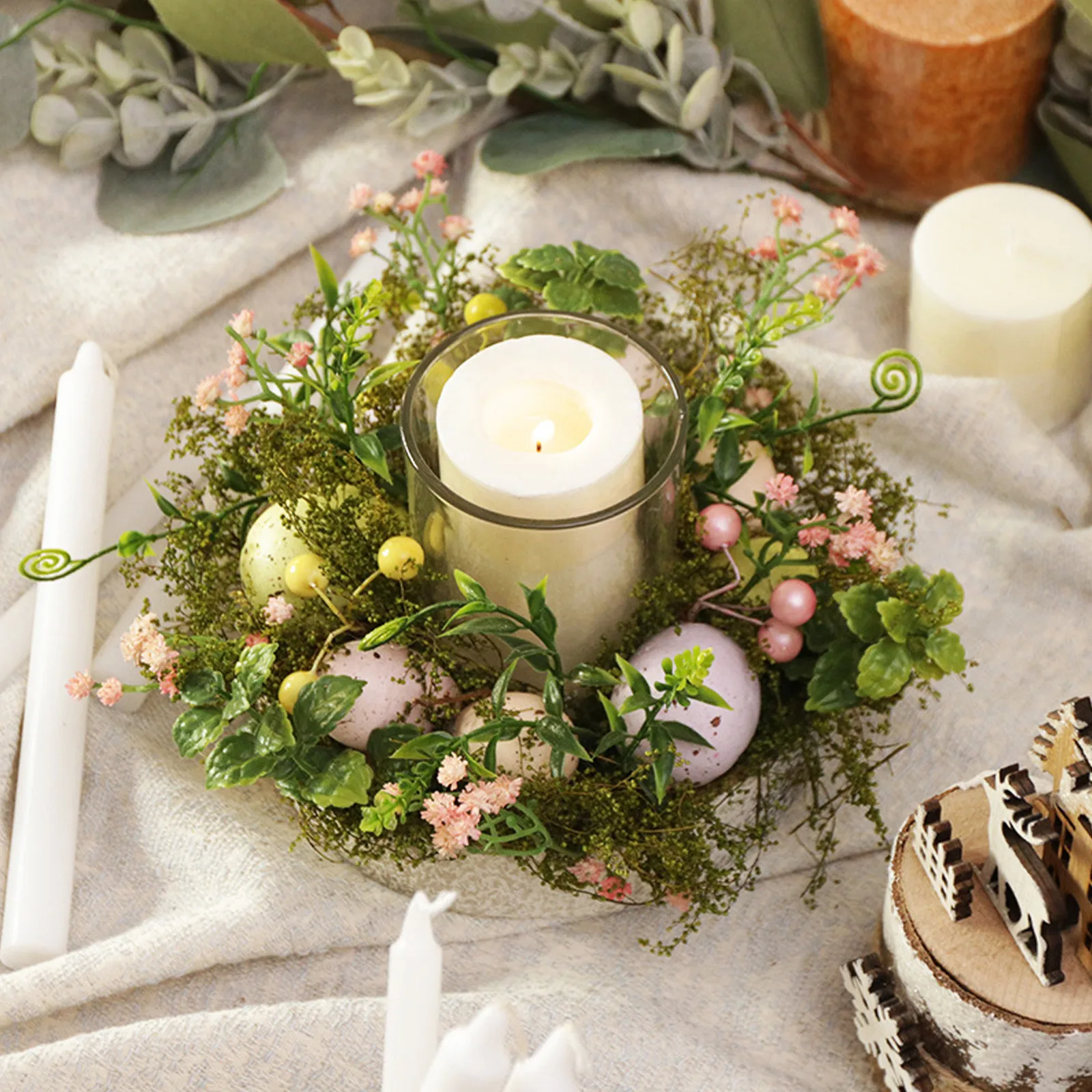

Furniture Creative Glass Candle Plant Decoration Easter Holder Desktop Ornament