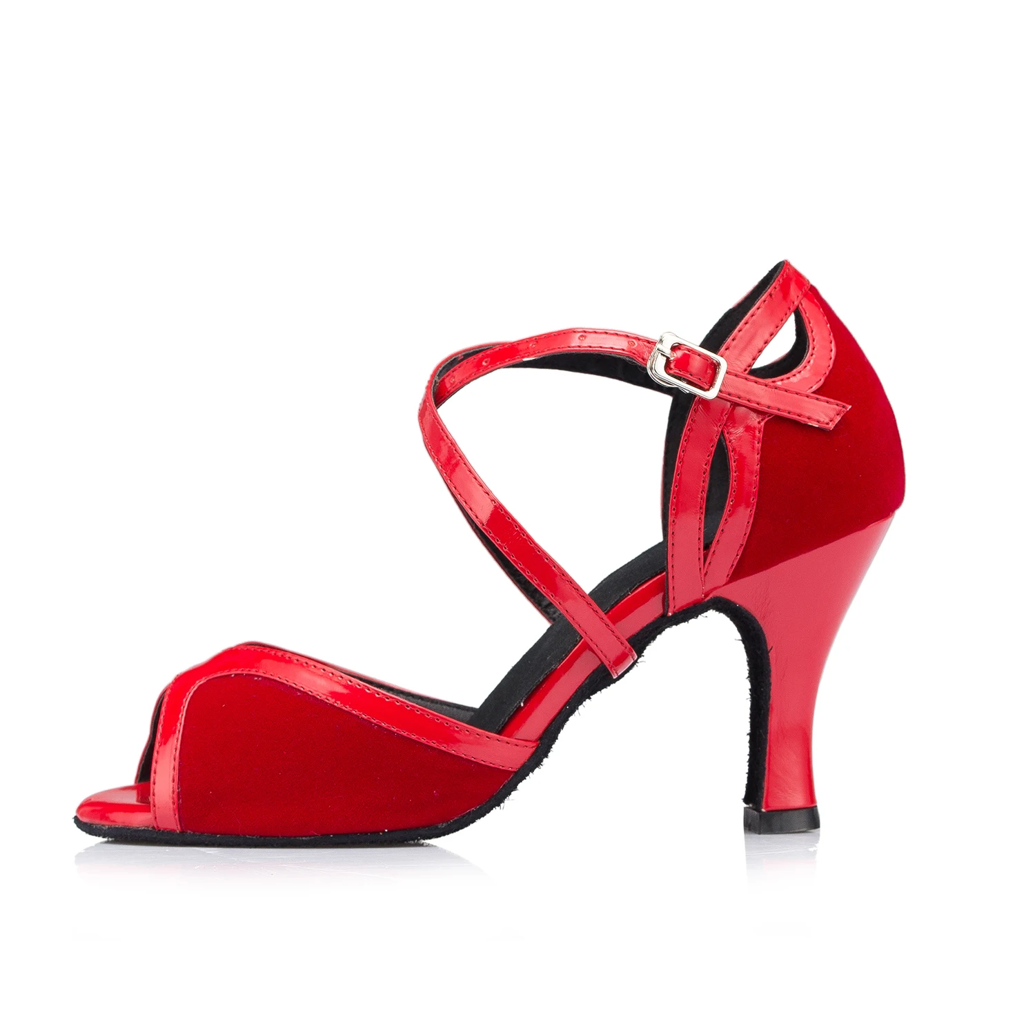New Arrival Middle Heel Girls Gift Soft Red Suede Comfortable Salsa Latin Ballroom Women Dance Shoes
