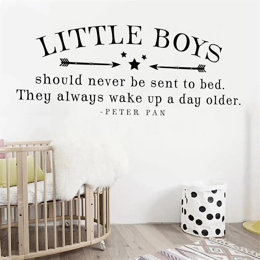 

Wall Decals Little Boys Should Never Be Sent To Bed Quotes Murals Vinyl Stickers for Kids Bedroom Nursery Decor Poster HJ0892
