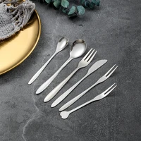 6pcs stainless steel silver steak knife and fork spoon mixing spoon fruit ice cream fork dessert knife fork spoo